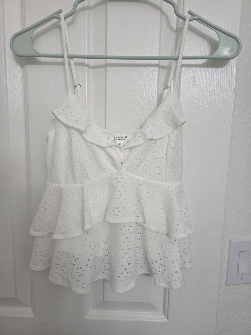 White Eyelet Ruffle Cami